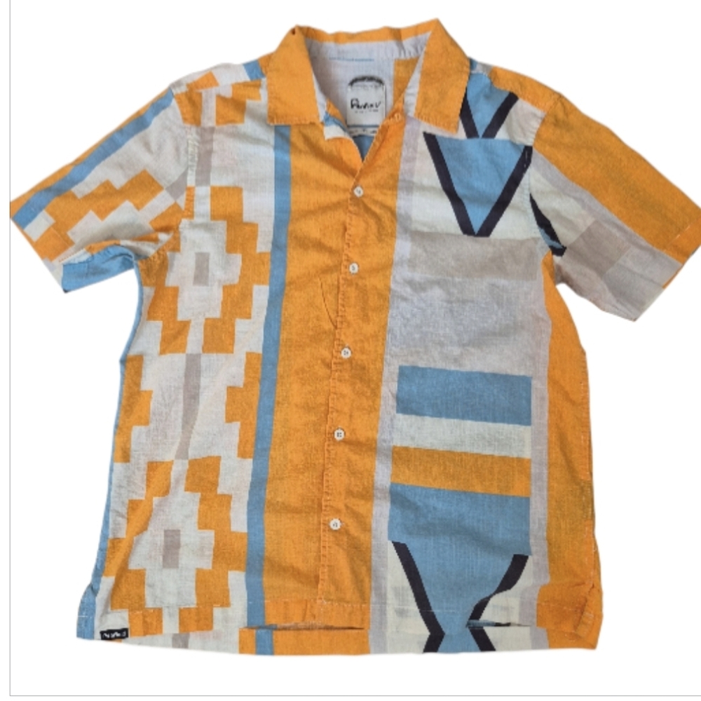 Penfield Mens Button Front Geometric Print Shirt Size M